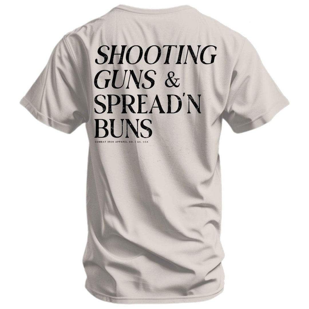 Shooting Guns & Spread'n Buns Men's T-Shirt - One Revolver Surfboards