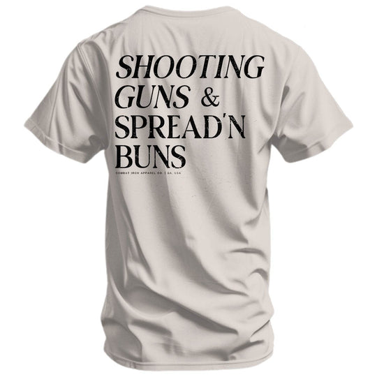 Shooting Guns & Spread'n Buns Men's T-Shirt - One Revolver Surfboards