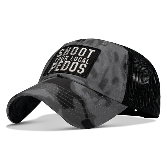 One Revolver Surfboards - Shoot Your Local Pedos Patch Tactical Ripstop Mesh Snapback Hat HEADWEAR