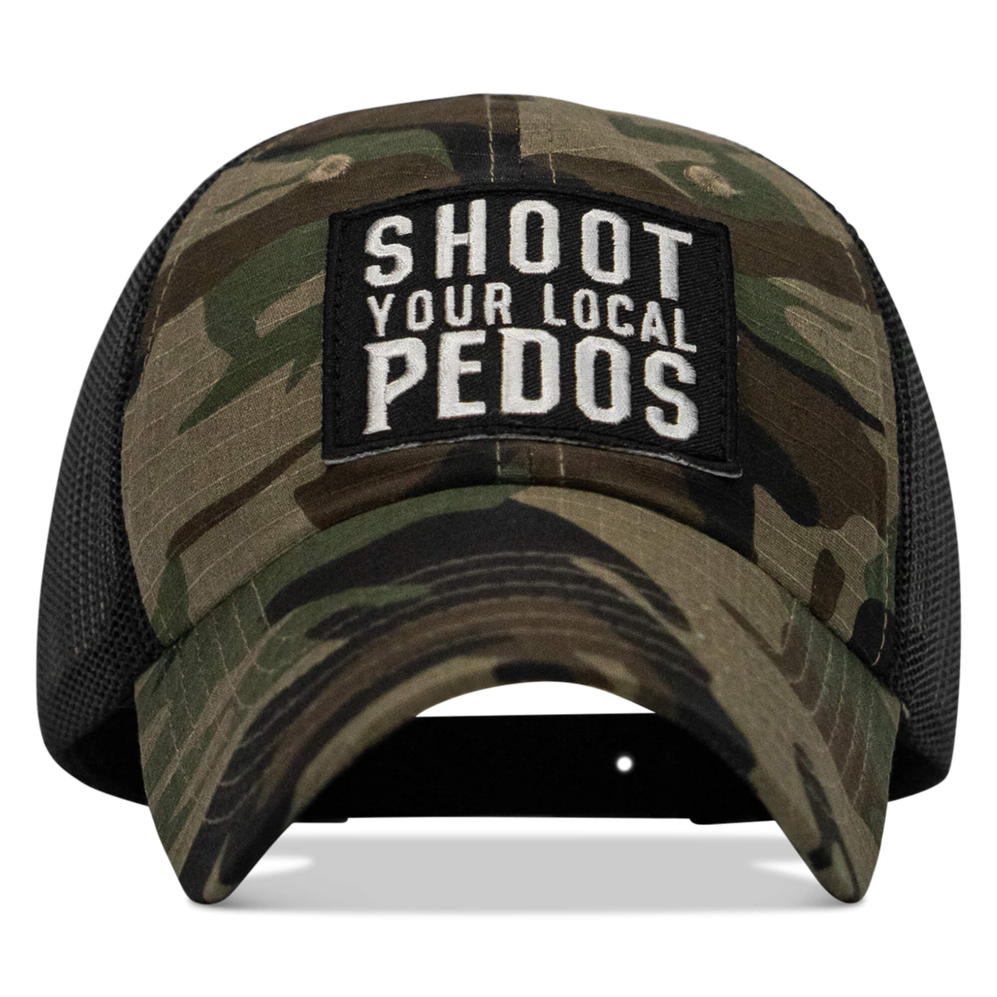 One Revolver Surfboards - Shoot Your Local Pedos Patch Tactical Ripstop Mesh Snapback Hat HEADWEAR