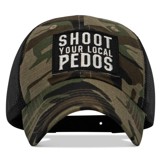 One Revolver Surfboards - Shoot Your Local Pedos Patch Tactical Ripstop Mesh Snapback Hat HEADWEAR