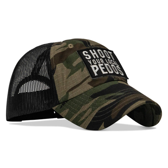 One Revolver Surfboards - Shoot Your Local Pedos Patch Tactical Ripstop Mesh Snapback Hat HEADWEAR