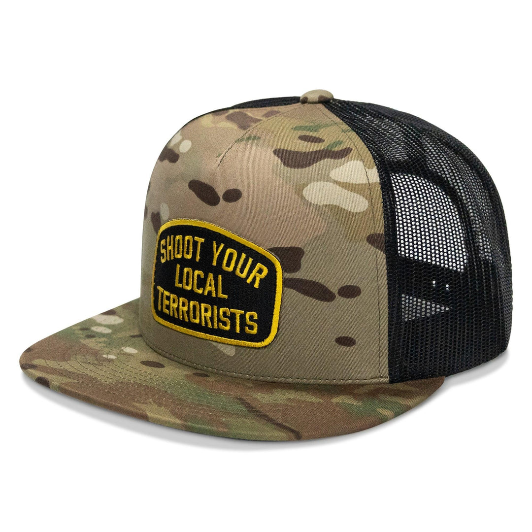 One Revolver Surfboards - Shoot Your Local Terrorist Patch Flatbill Snapback Hat HEADWEAR