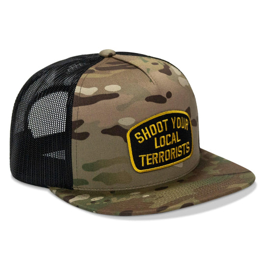 One Revolver Surfboards - Shoot Your Local Terrorist Patch Flatbill Snapback Hat HEADWEAR