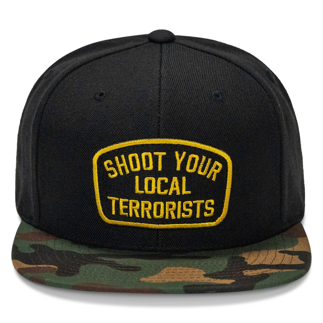 One Revolver Surfboards - Shoot Your Local Terrorist Patch Flatbill Snapback Hat HEADWEAR