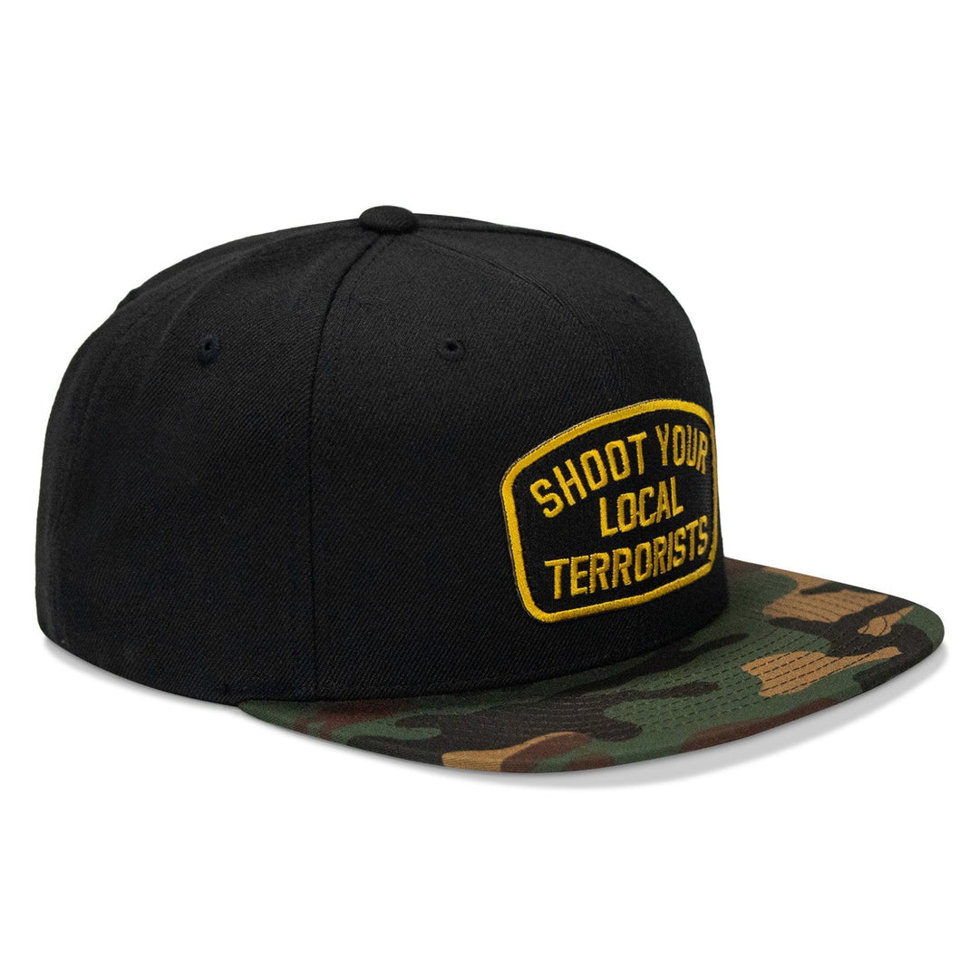 One Revolver Surfboards - Shoot Your Local Terrorist Patch Flatbill Snapback Hat HEADWEAR