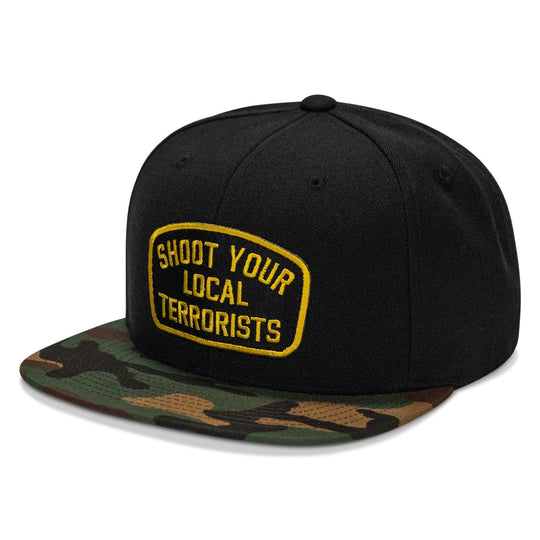 One Revolver Surfboards - Shoot Your Local Terrorist Patch Flatbill Snapback Hat HEADWEAR