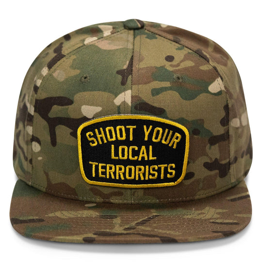 One Revolver Surfboards - Shoot Your Local Terrorist Patch Flatbill Snapback Hat HEADWEAR
