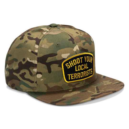 One Revolver Surfboards - Shoot Your Local Terrorist Patch Flatbill Snapback Hat HEADWEAR