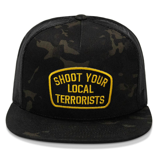 One Revolver Surfboards - Shoot Your Local Terrorist Patch Flatbill Snapback Hat HEADWEAR