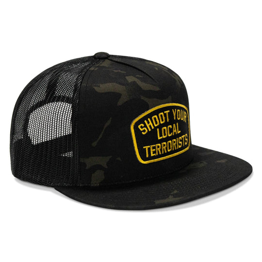 One Revolver Surfboards - Shoot Your Local Terrorist Patch Flatbill Snapback Hat HEADWEAR