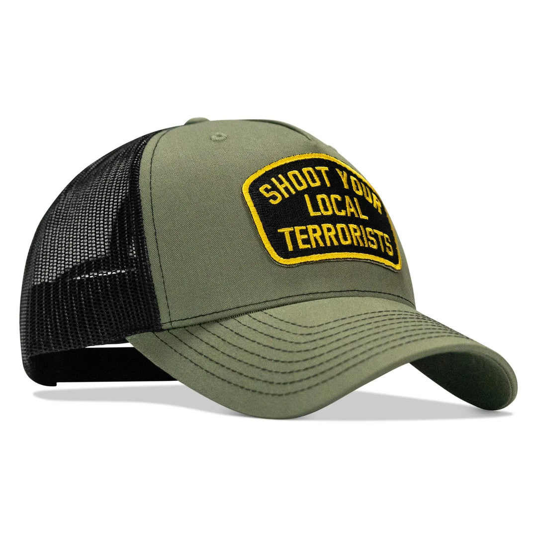 Shoot Your Local Terrorists Patch Snapback Hat - One Revolver Surfboards