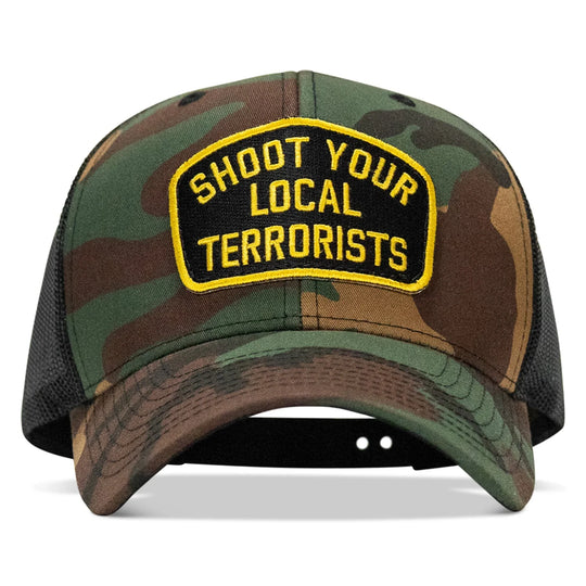 Shoot Your Local Terrorists Patch Snapback Hat - One Revolver Surfboards