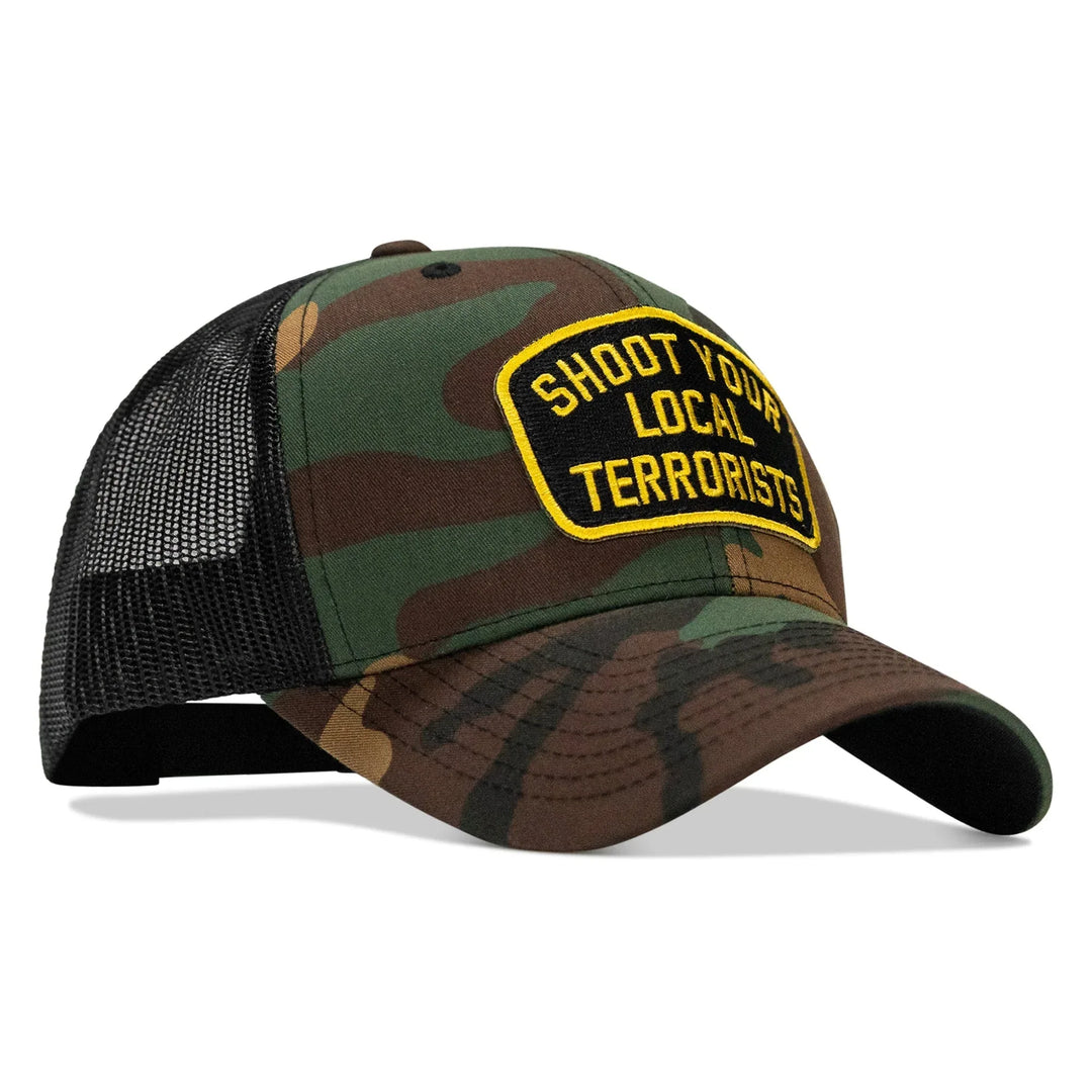 Shoot Your Local Terrorists Patch Snapback Hat - One Revolver Surfboards