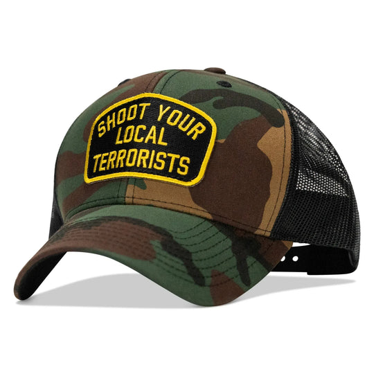 Shoot Your Local Terrorists Patch Snapback Hat - One Revolver Surfboards