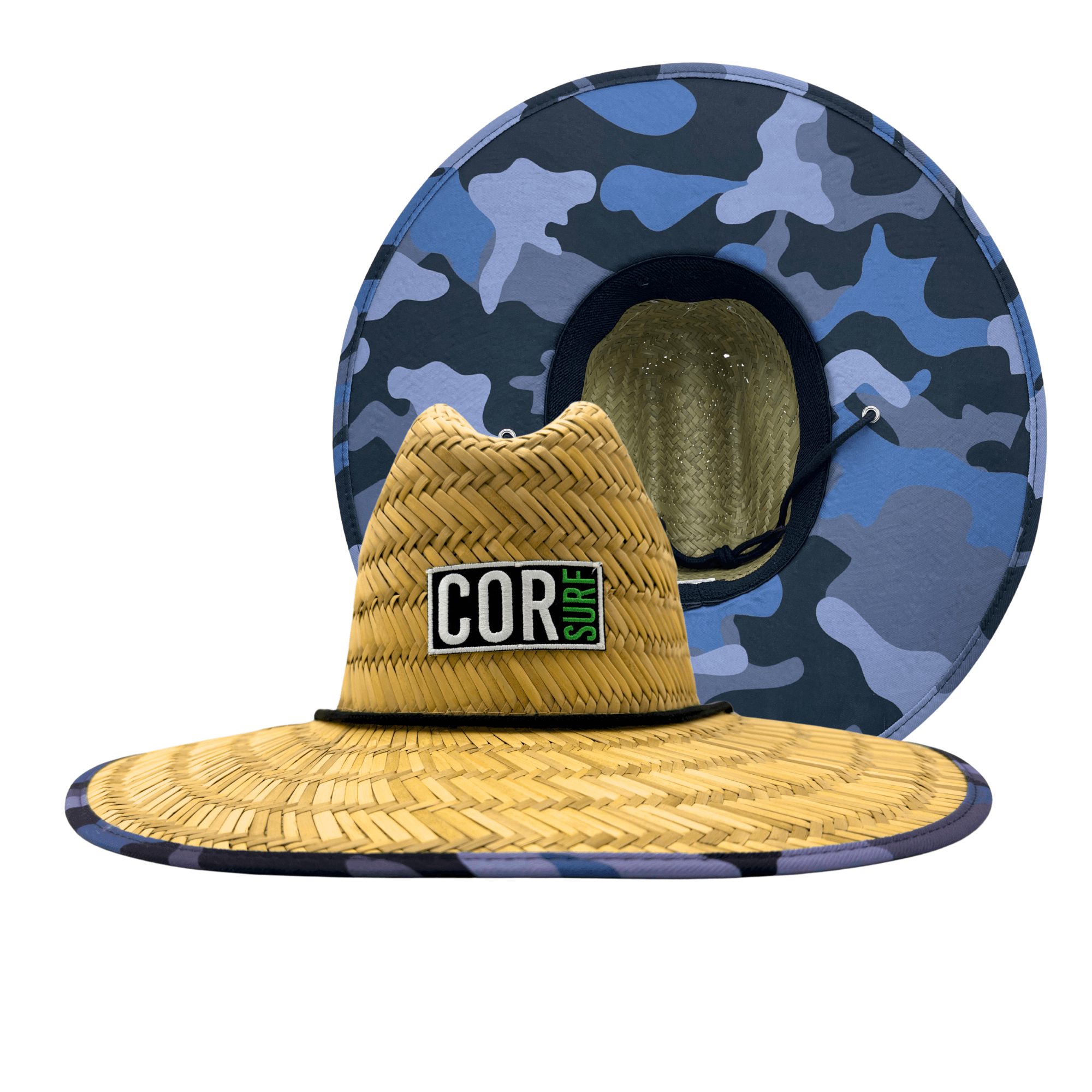 Mens Straw Beach Hat - Blue Camouflage - One Revolver Surfboards
