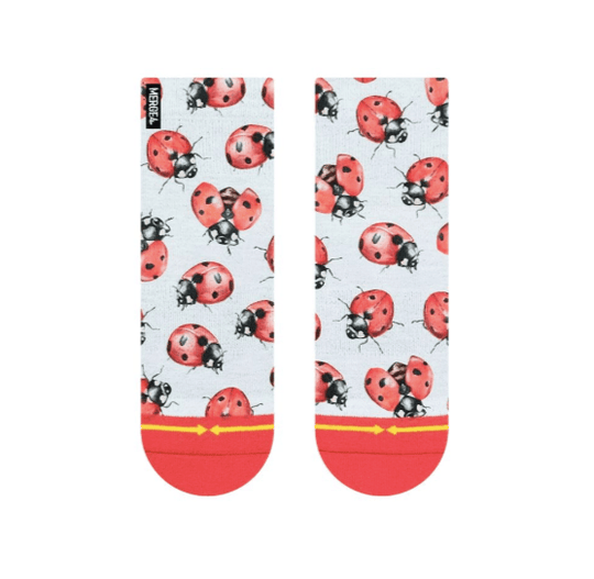 Merge4 Lady Bugs Women's Quarter Crew Sock with Art by Hanna Minck - One Revolver Surfboards