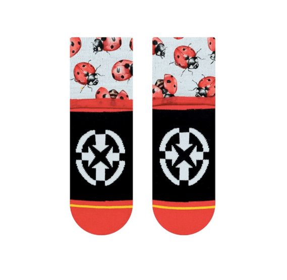 Merge4 Lady Bugs Women's Quarter Crew Sock with Art by Hanna Minck - One Revolver Surfboards