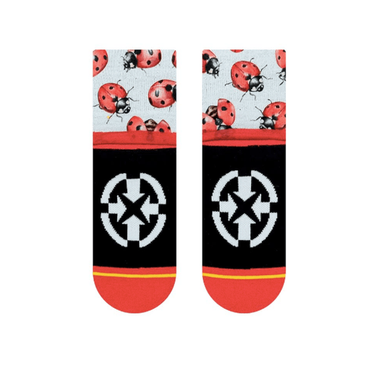 Merge4 Lady Bugs Women's Quarter Crew Sock with Art by Hanna Minck - One Revolver Surfboards