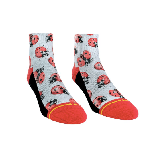 Merge4 Lady Bugs Women's Quarter Crew Sock with Art by Hanna Minck - One Revolver Surfboards