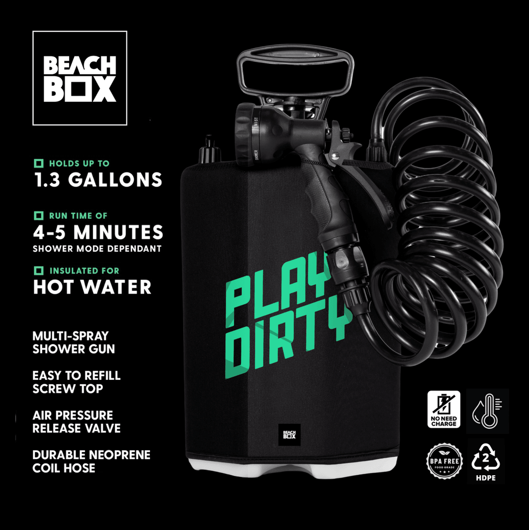 BeachBox Portable Shower Tank - 'Play Dirty' / Black - One Revolver Surfboards