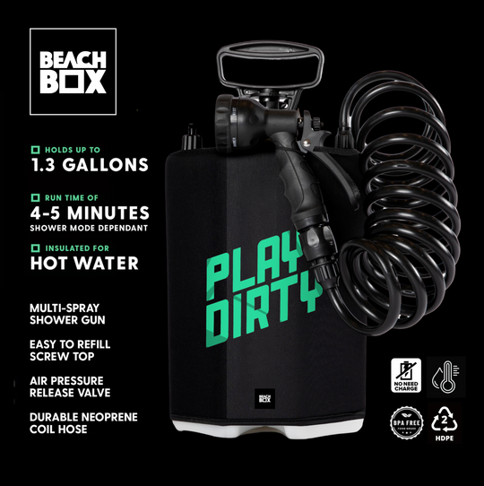 BeachBox Portable Outdoor Shower Tank - Play Dirty / Black