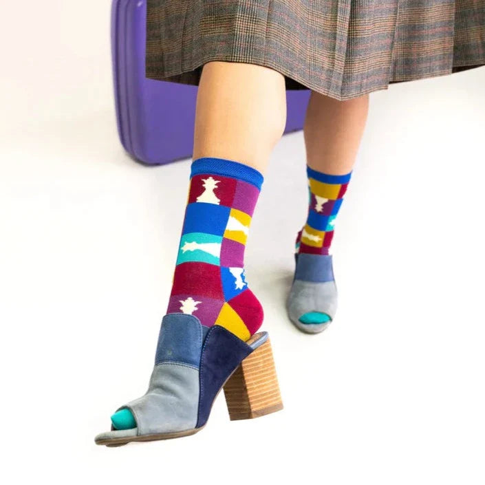 Sock Candy '90s Colorblock Chess Crew Sock - One Revolver Surfboards
