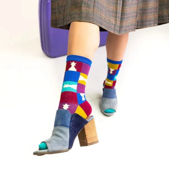 Sock Candy '90s Colorblock Chess Crew Sock - One Revolver Surfboards