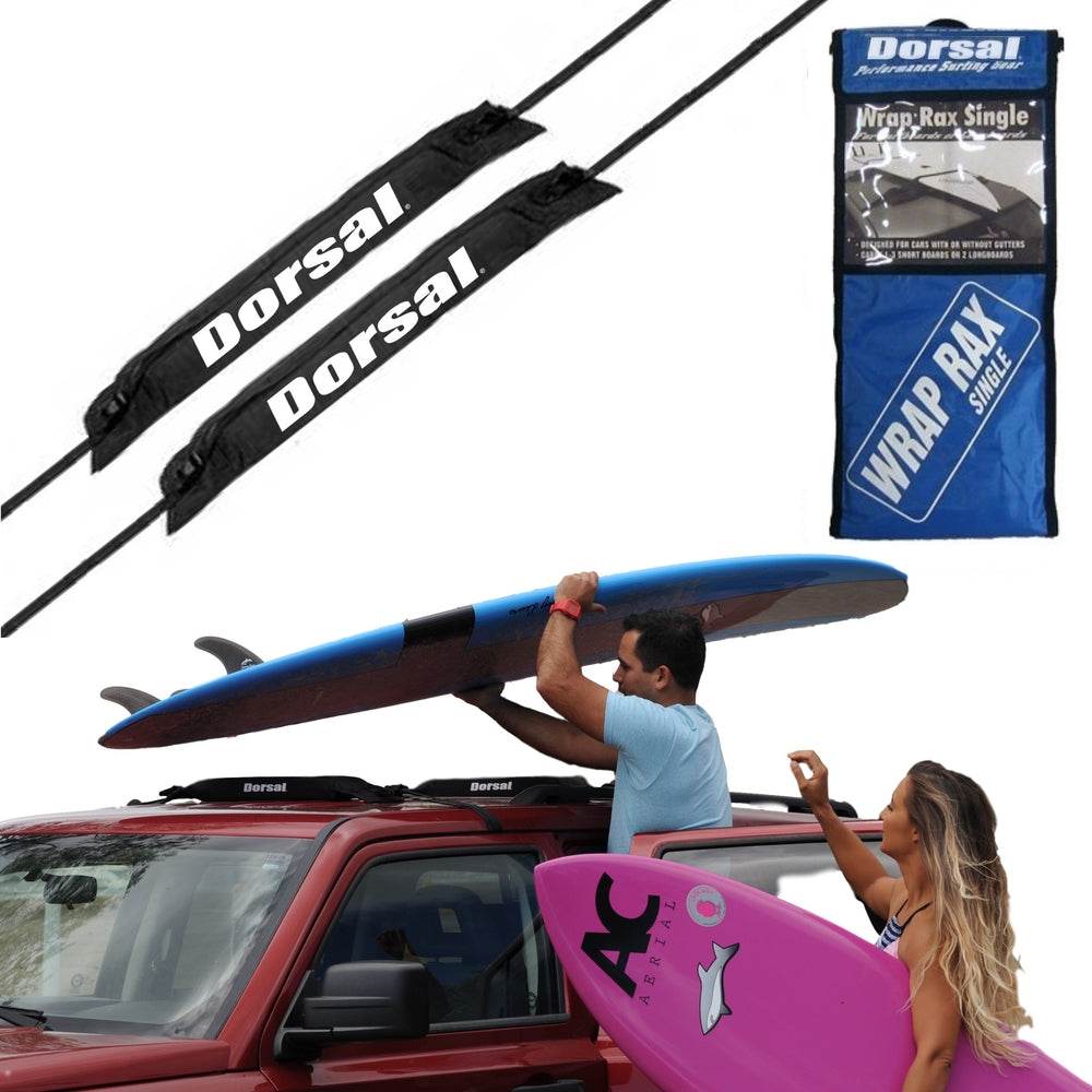 DORSAL Surfboard Car Soft Racks - Padded System, Easy Setup Any Car, ‘No Scratch’ Buckles - Strap Up to 3 Boards on Car Roof - One Revolver Surfboards