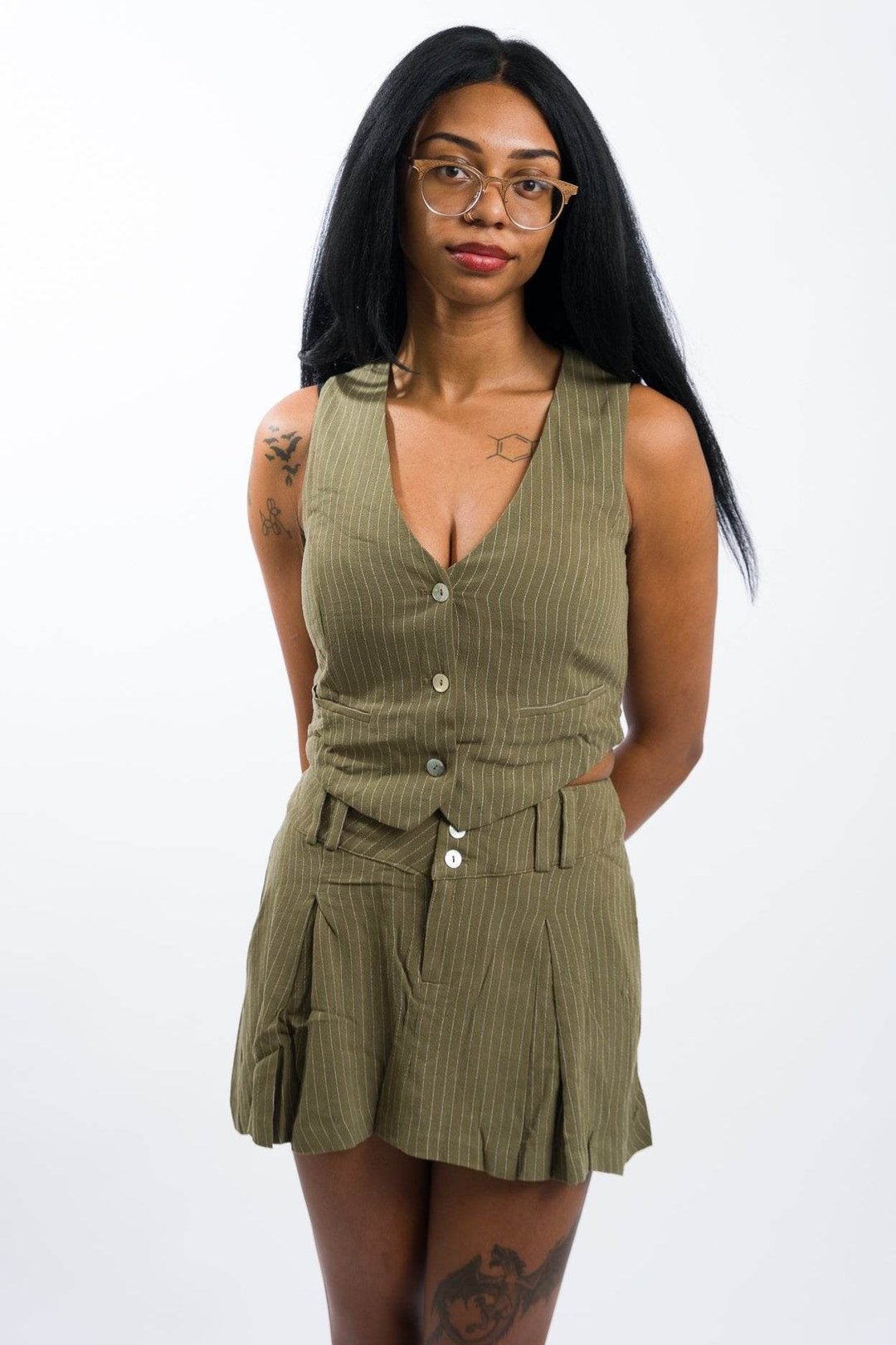 Nia Elizabeth Vest & Nico Skirt - Khaki (SOLD SEPARATELY!) - One Revolver Surfboards