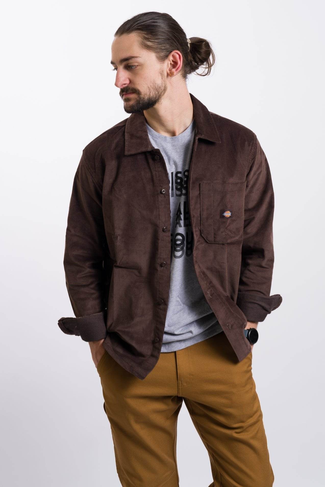 Dickies Relaxed Fit Corduroy Shirt - Chocolate Brown - One Revolver Surfboards