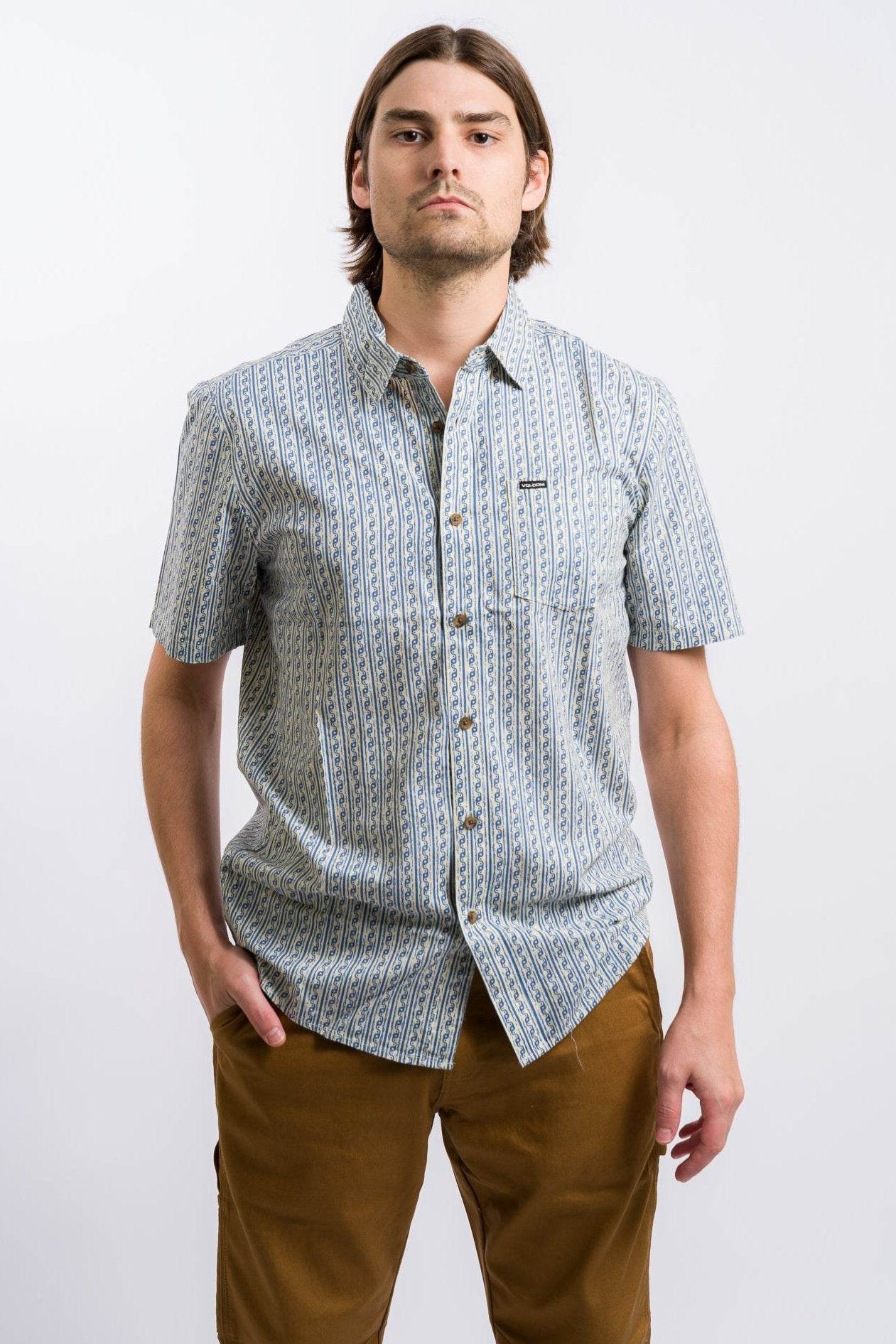 Volcom Scaler Stone Woven Short Sleeve Shirt - Dirty White - One Revolver Surfboards