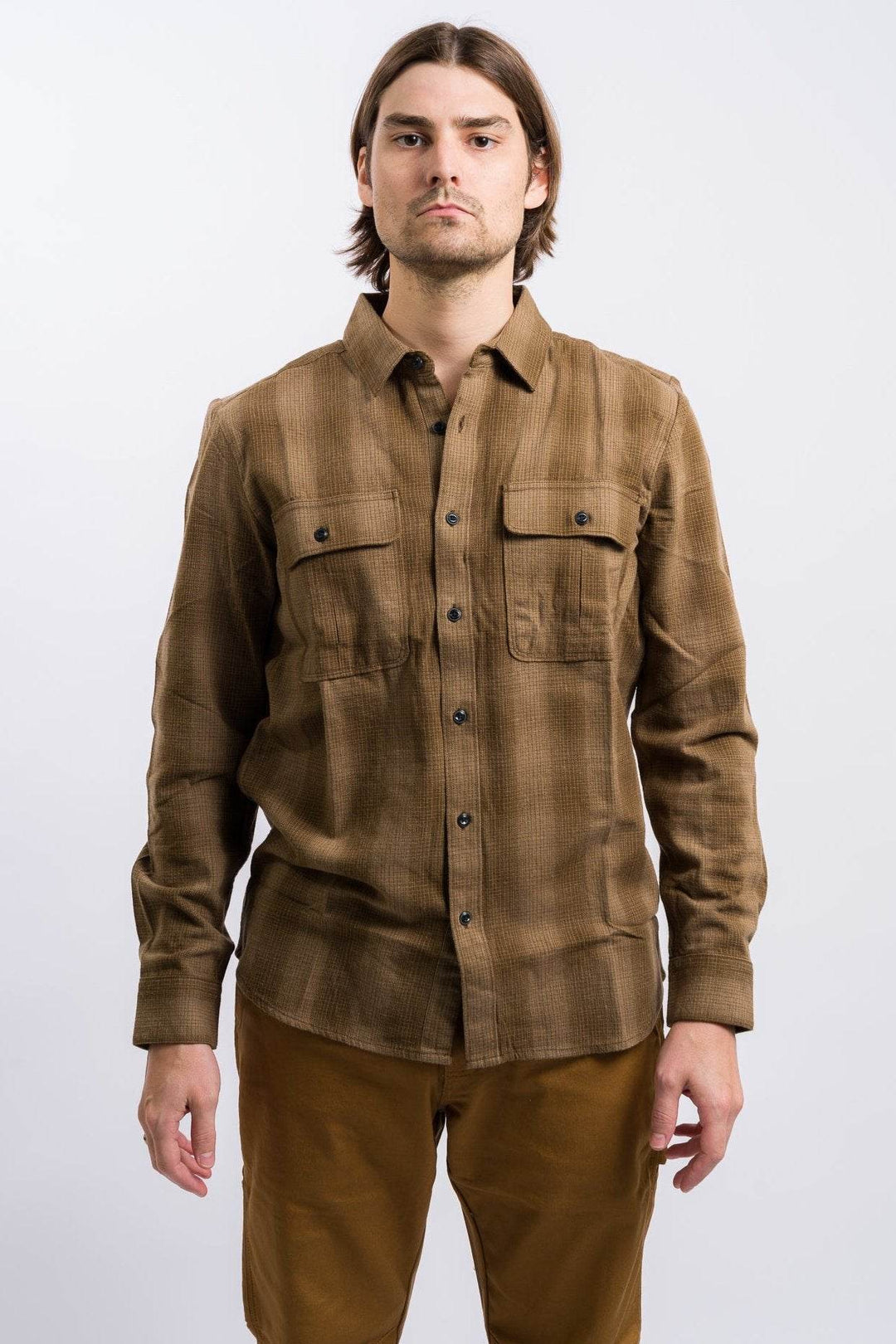 Volcom Shadowstone Long Sleeve Flannel Shirt - Dark Earth - One Revolver Surfboards