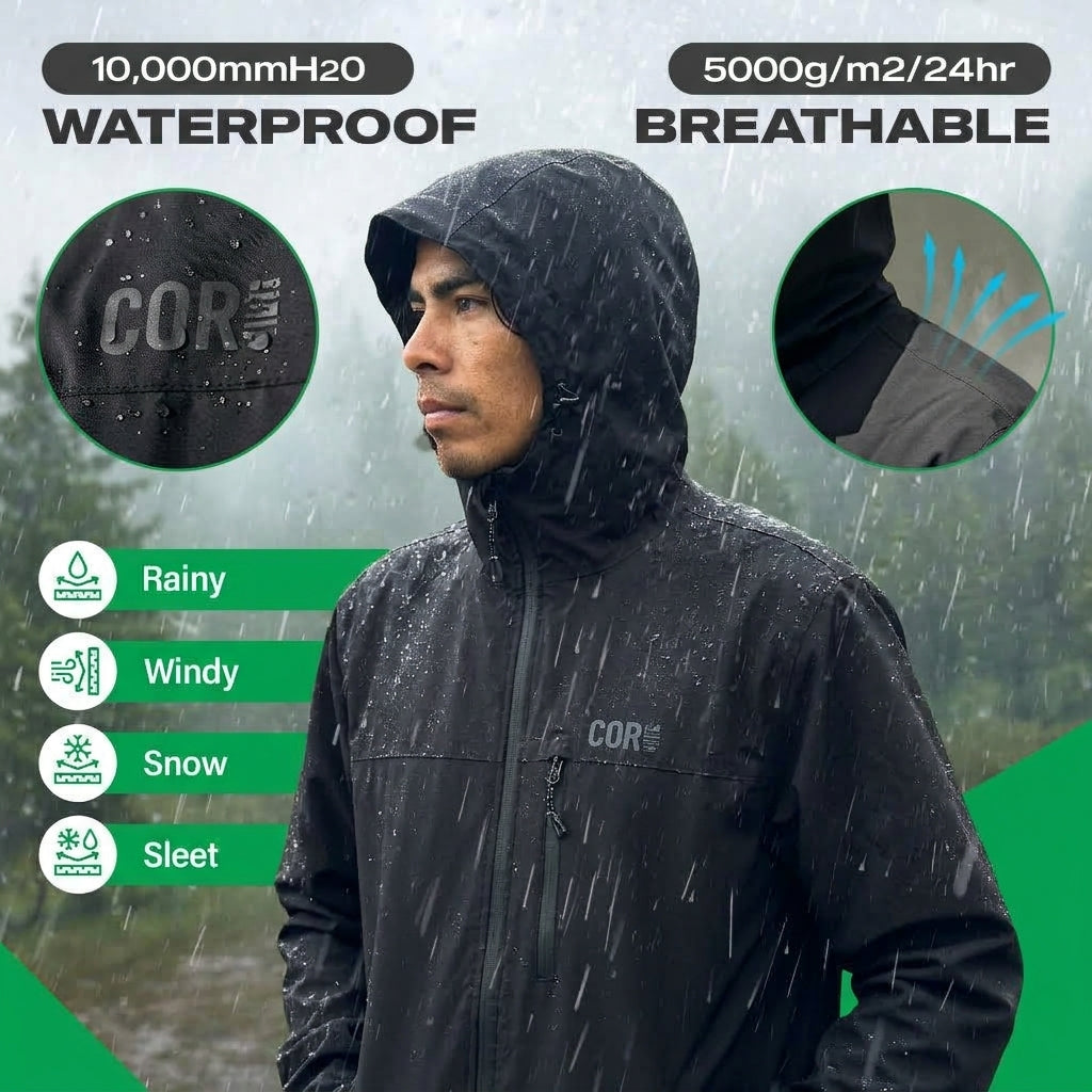 The Huakai Travel Rain Jacket - Black