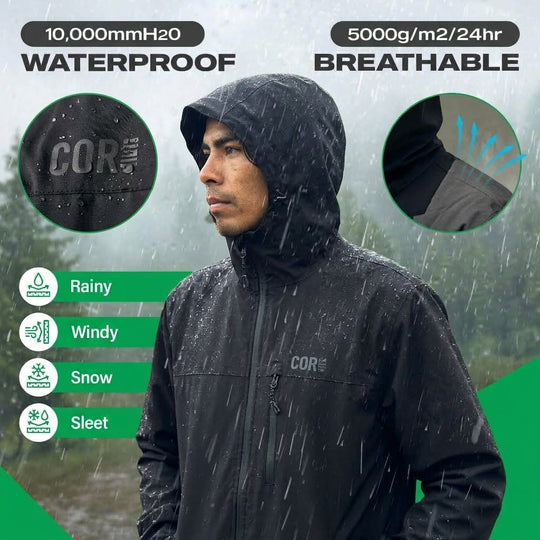 The Huakai Travel Rain Jacket - Black