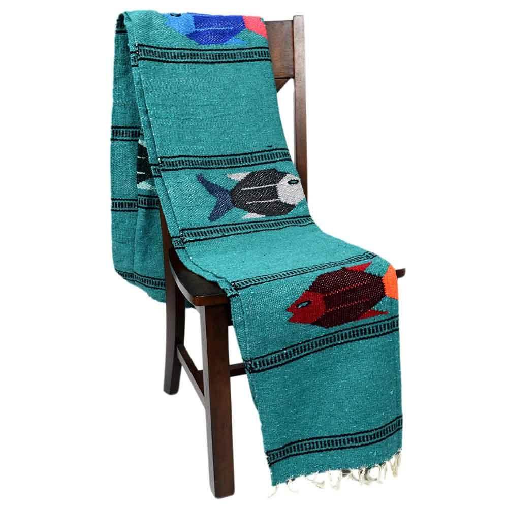 Midnight Teal Baja Fish Yoga Blanket - One Revolver Surfboards