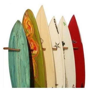 Triple Surfboard Wall Rack | Bamboo Rack Perfect for Surf, Wakeboards, Snowboards, Skateboards - One Revolver Surfboards