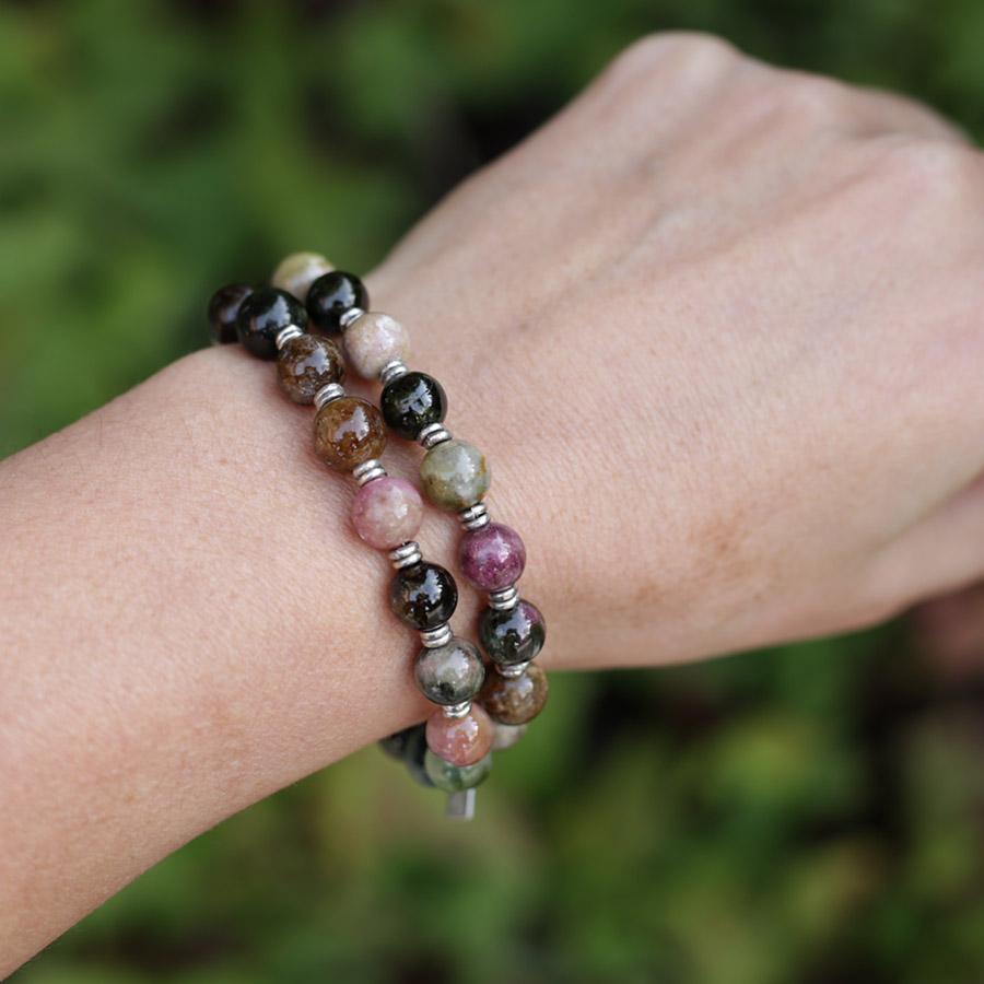 "Protection" Watermelon Tourmaline 27 Bead Wrist Mala Bracelet - PRESALE - One Revolver Surfboards