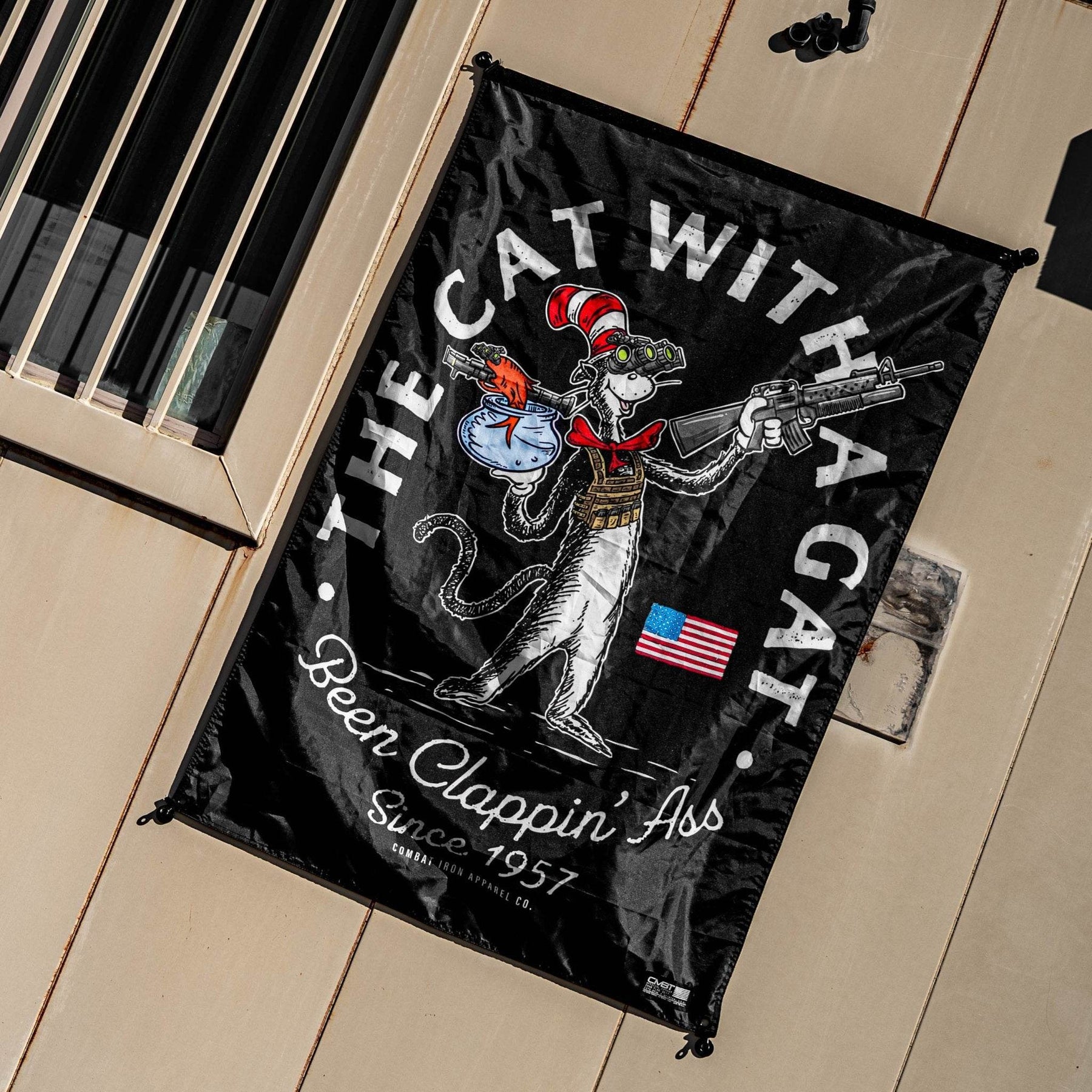 Cat With A Gat 3'x5' Flag - One Revolver Surfboards