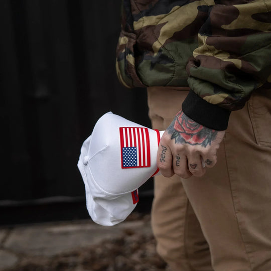 One Revolver Surfboards - American Flag Patch Weekender Performance Snapback Hat WEEKENDER MESH SNAPBACK