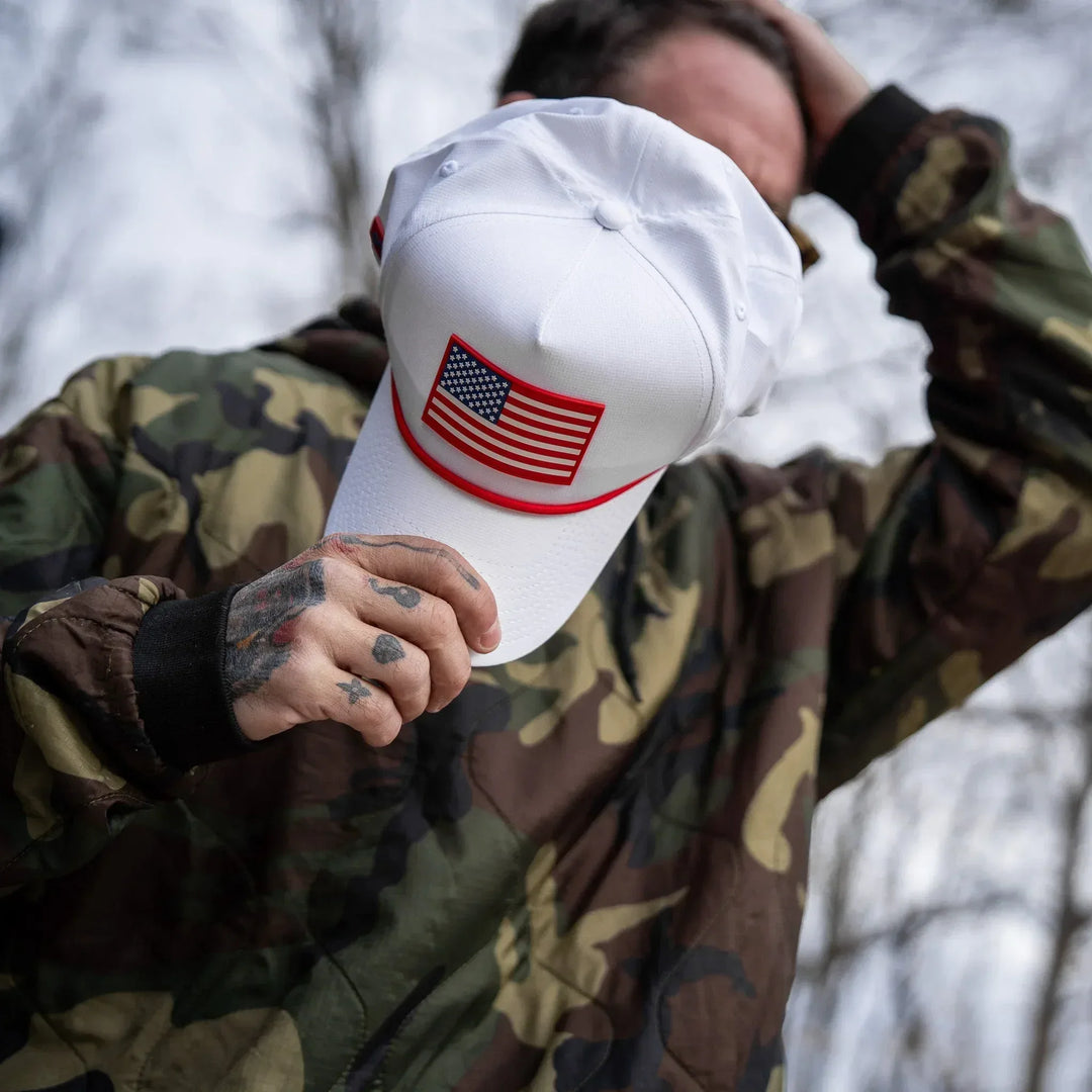 One Revolver Surfboards - American Flag Patch Weekender Performance Snapback Hat WEEKENDER MESH SNAPBACK