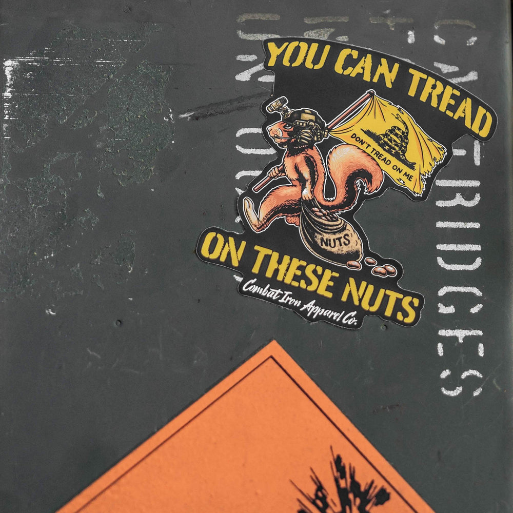 Tread On These Nuts Tactical Squirrel Decal Sticker - One Revolver Surfboards
