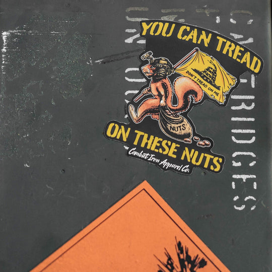 Tread On These Nuts Tactical Squirrel Decal Sticker - One Revolver Surfboards