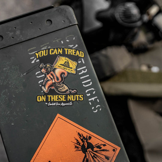 Tread On These Nuts Tactical Squirrel Decal Sticker - One Revolver Surfboards