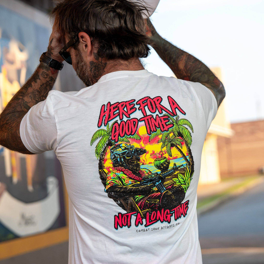 Here For A Good Time. Not A Long Time. Retro Summer Edition Men's T-Shirt - One Revolver Surfboards