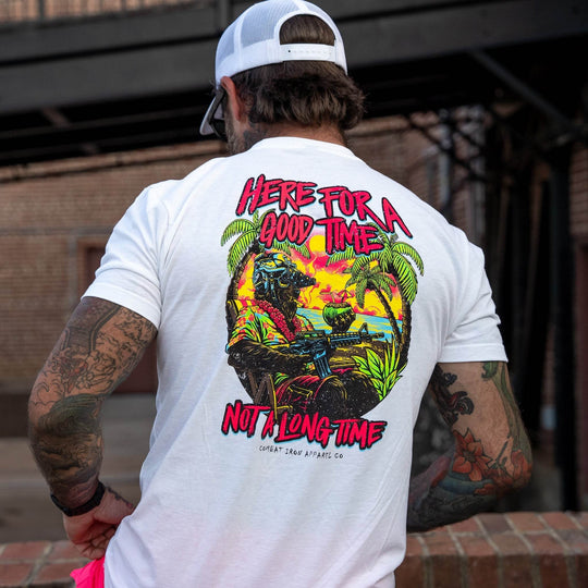 Here For A Good Time. Not A Long Time. Retro Summer Edition Men's T-Shirt - One Revolver Surfboards