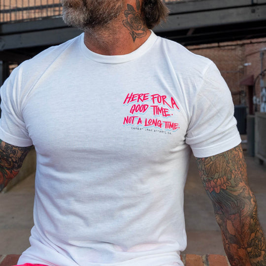 Here For A Good Time. Not A Long Time. Retro Summer Edition Men's T-Shirt - One Revolver Surfboards