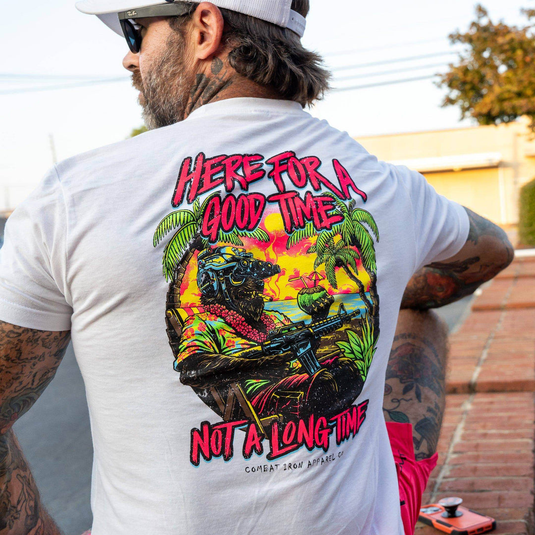 Here For A Good Time. Not A Long Time. Retro Summer Edition Men's T-Shirt - One Revolver Surfboards