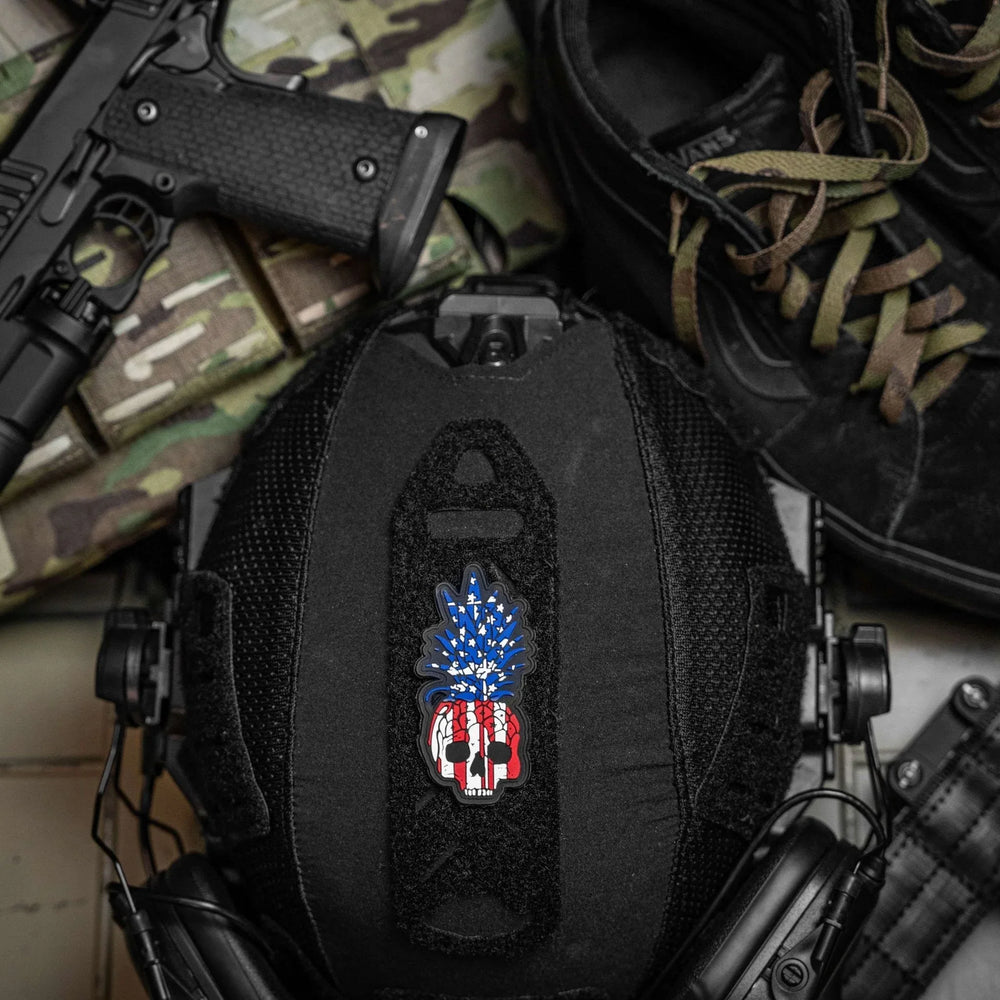 USA Pineapple Skull PVC Patch - One Revolver Surfboards