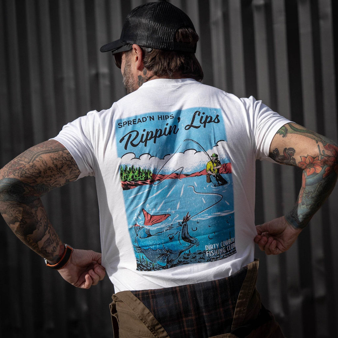 Spread'n Hips, Rippin' Lips Fishing Club Men's T-Shirt - One Revolver Surfboards